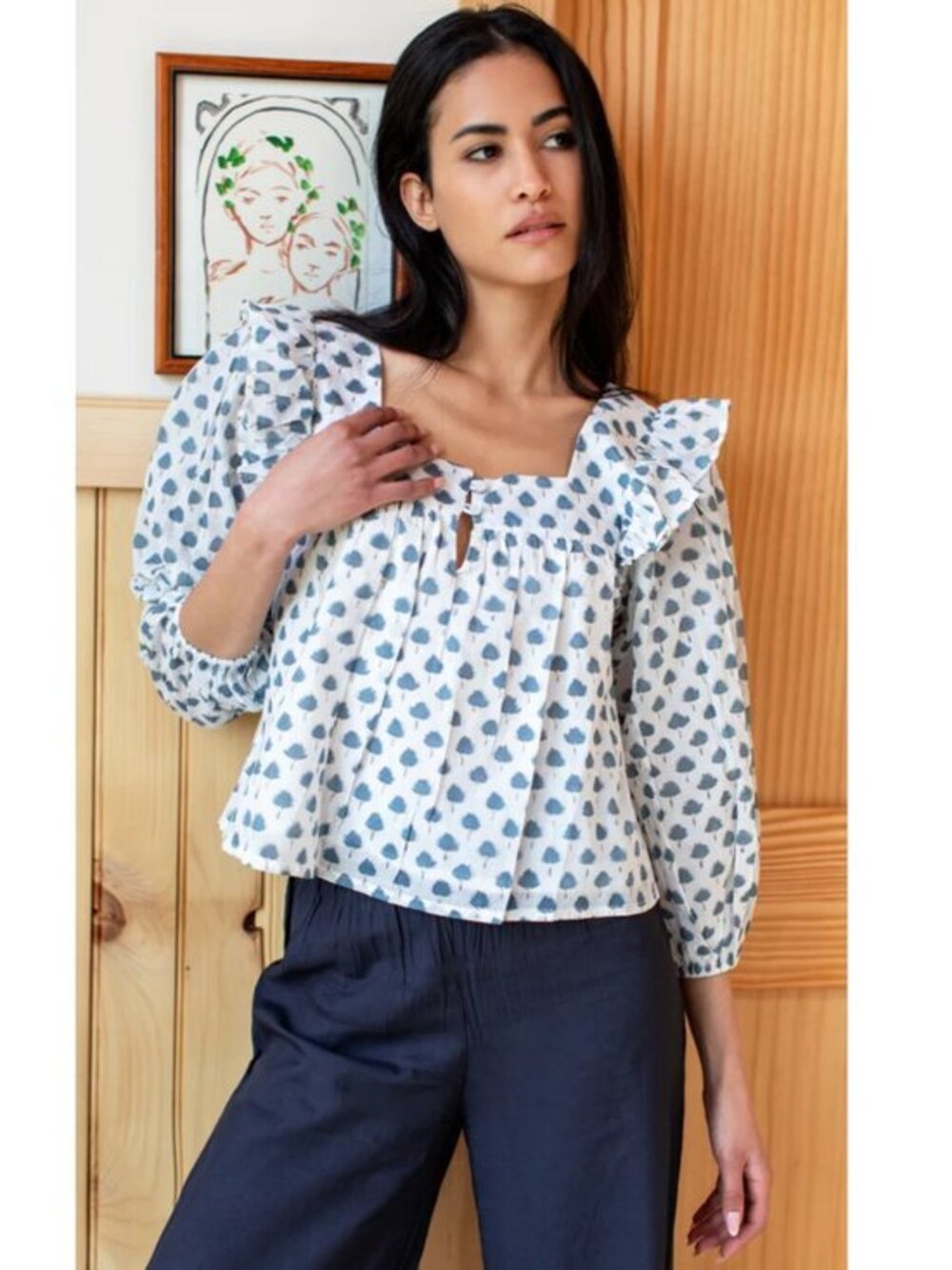 Emerson Fry Adelina Blouse In Cleo Organic L $128